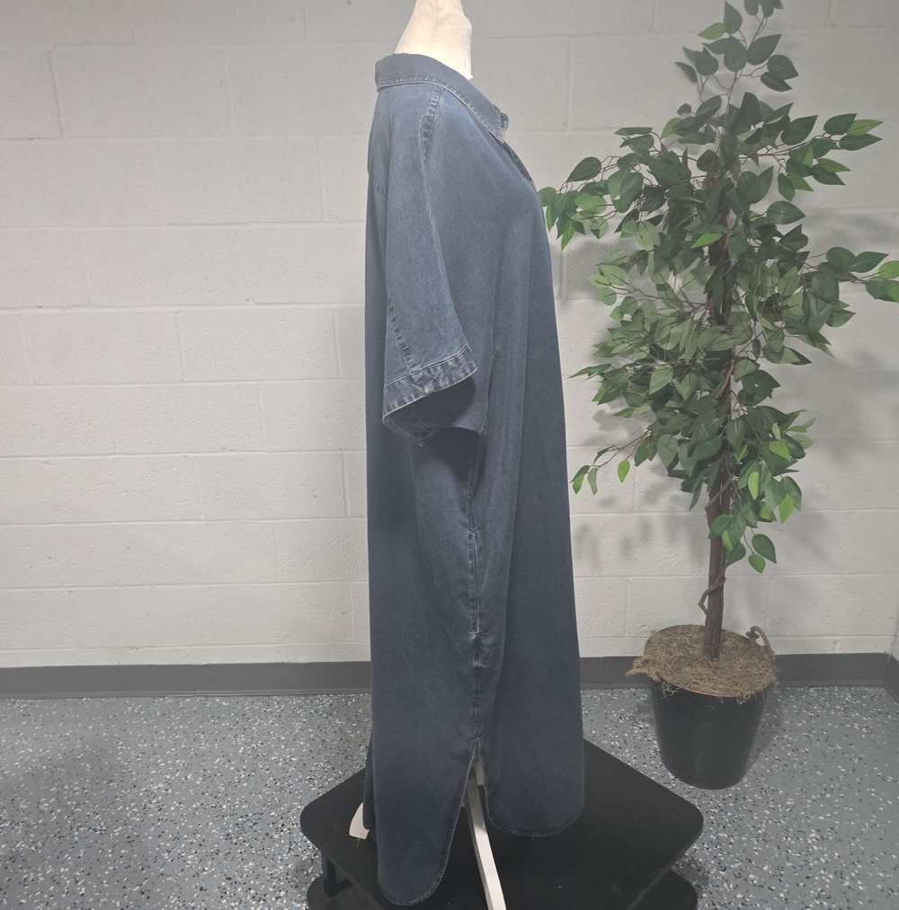 NWT Soft Surroundings Je Veux Short Sleeve Denim Relaxed Shirt Dress Maxi 3X - Picture 6 of 10